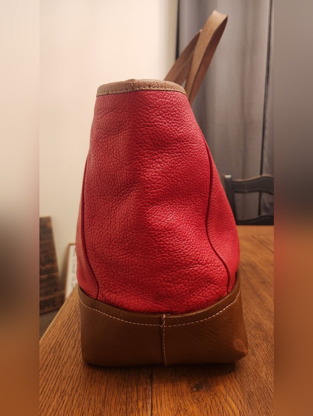 Furla GORGEOUS Red Brown Leather Tote Colorblock Must See ALL Pics!! - Picture 7 of 16